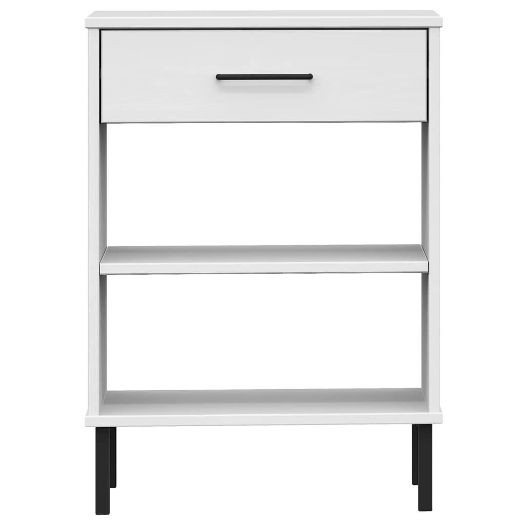 vidaXL Konsolenschrank OSLO mit Metallbeinen Weiß Massivholz Kiefer