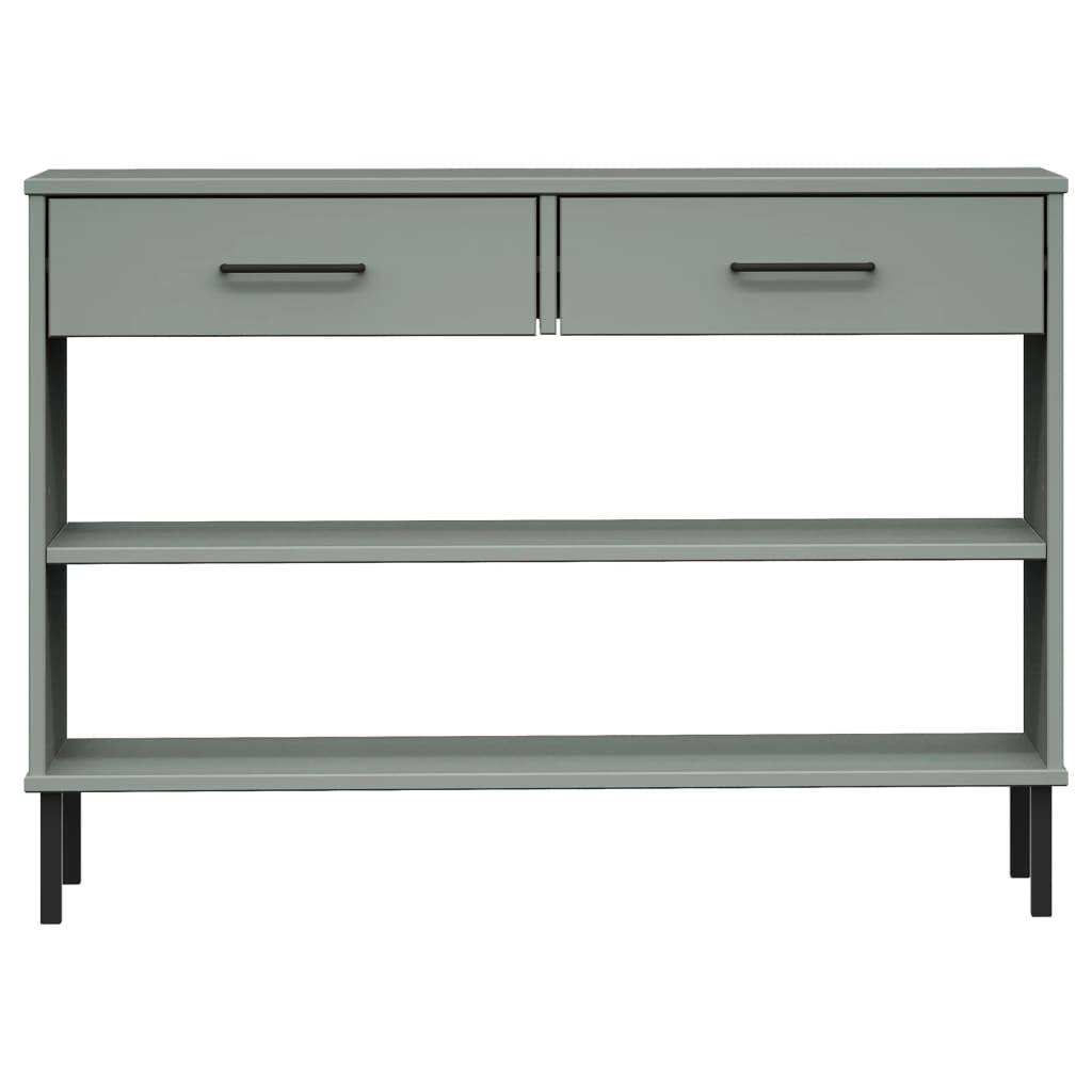 vidaXL Konsolenschrank OSLO mit Metallbeinen Grau Massivholz Kiefer