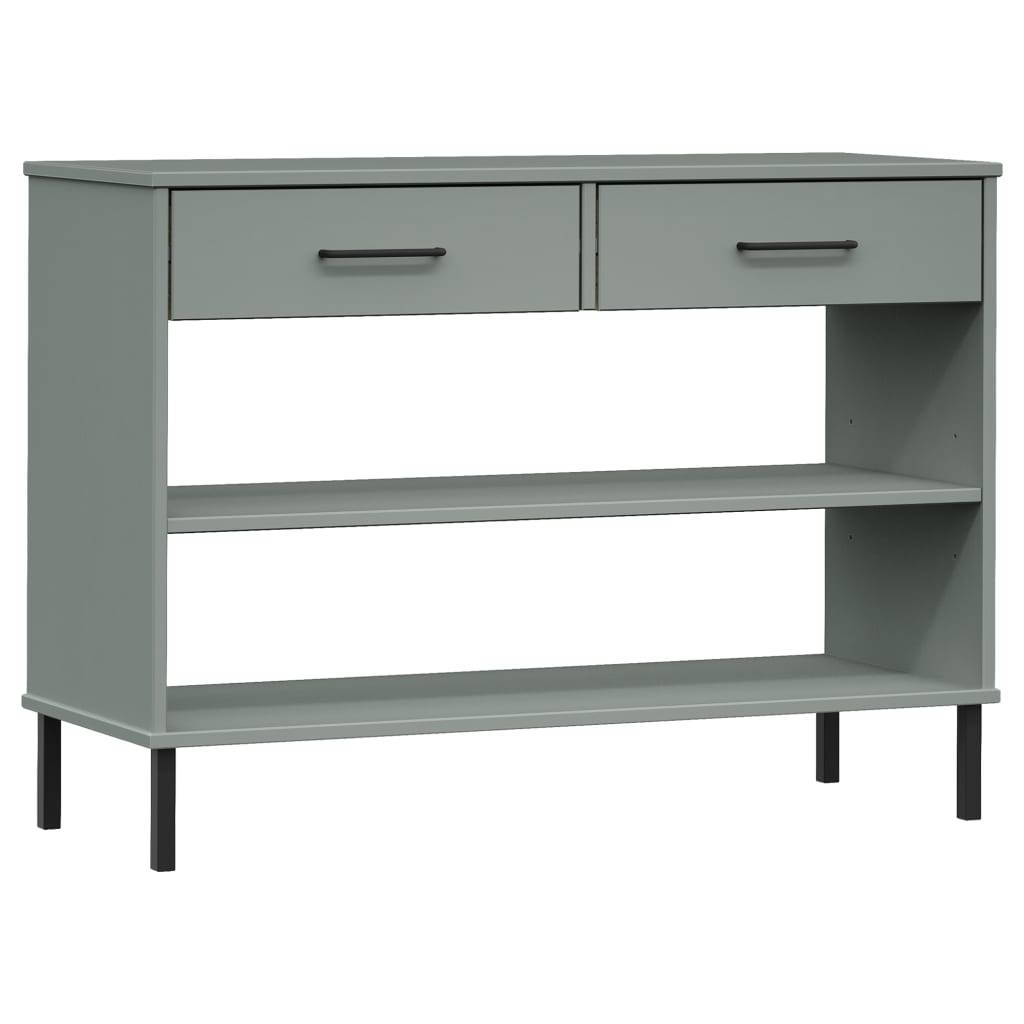 vidaXL Konsolenschrank OSLO mit Metallbeinen Grau Massivholz Kiefer