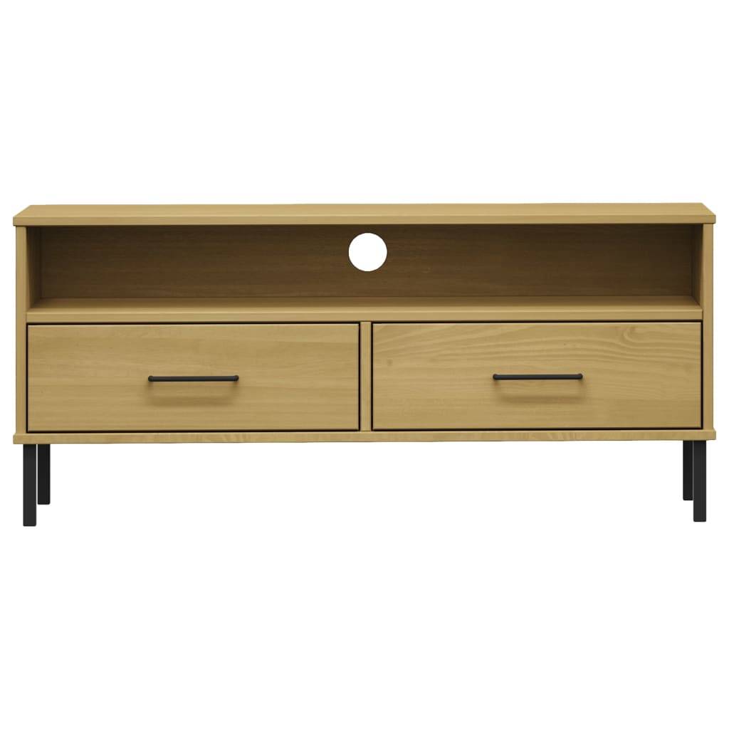 vidaXL TV-Schrank OSLO mit Metallbeinen Braun Massivholz Kiefer