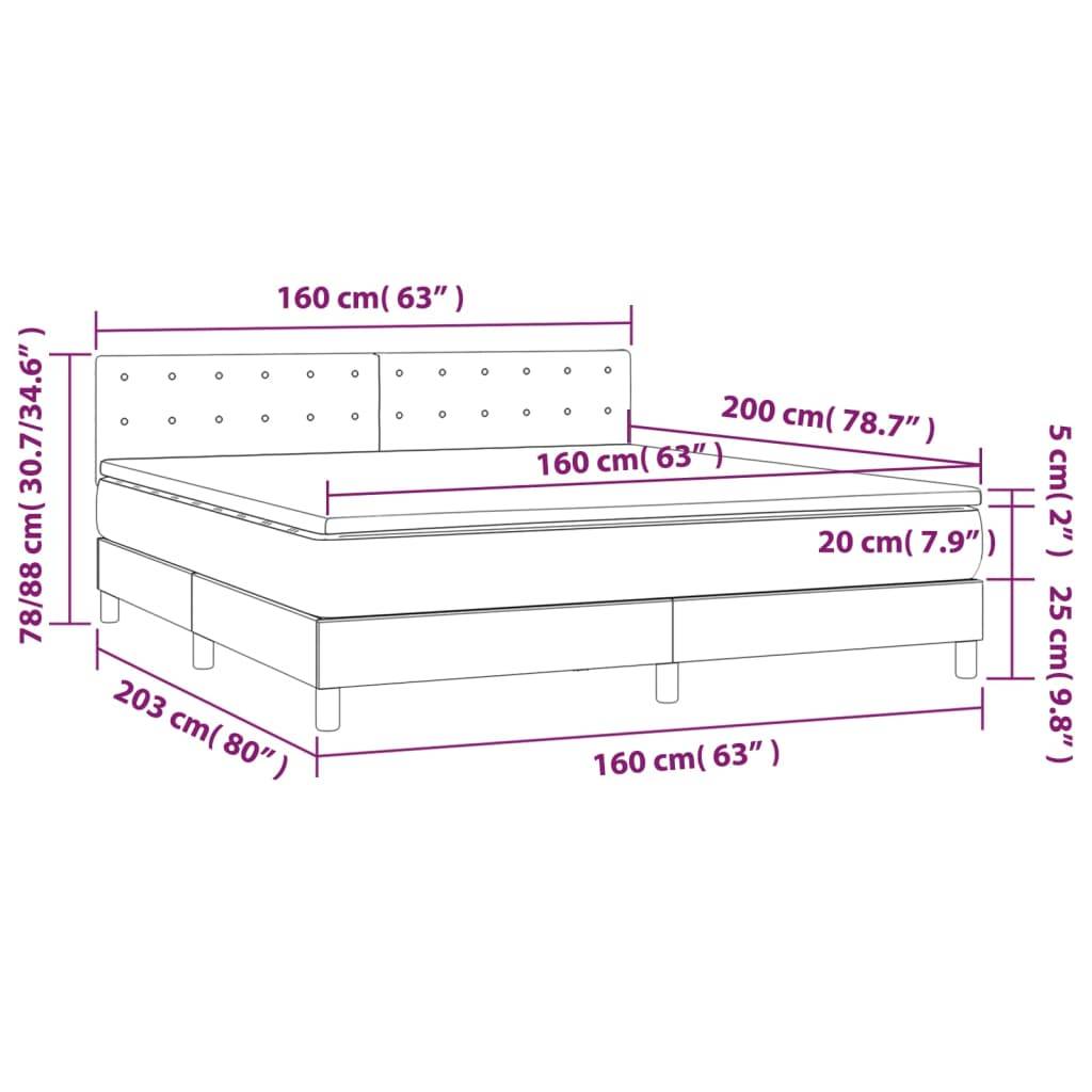vidaXL Boxspringbett mit Matratze Schwarz 160x200 cm Kunstleder
