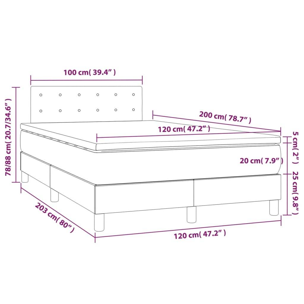 vidaXL Boxspringbett mit Matratze Dunkelgrün 120x200 cm Samt