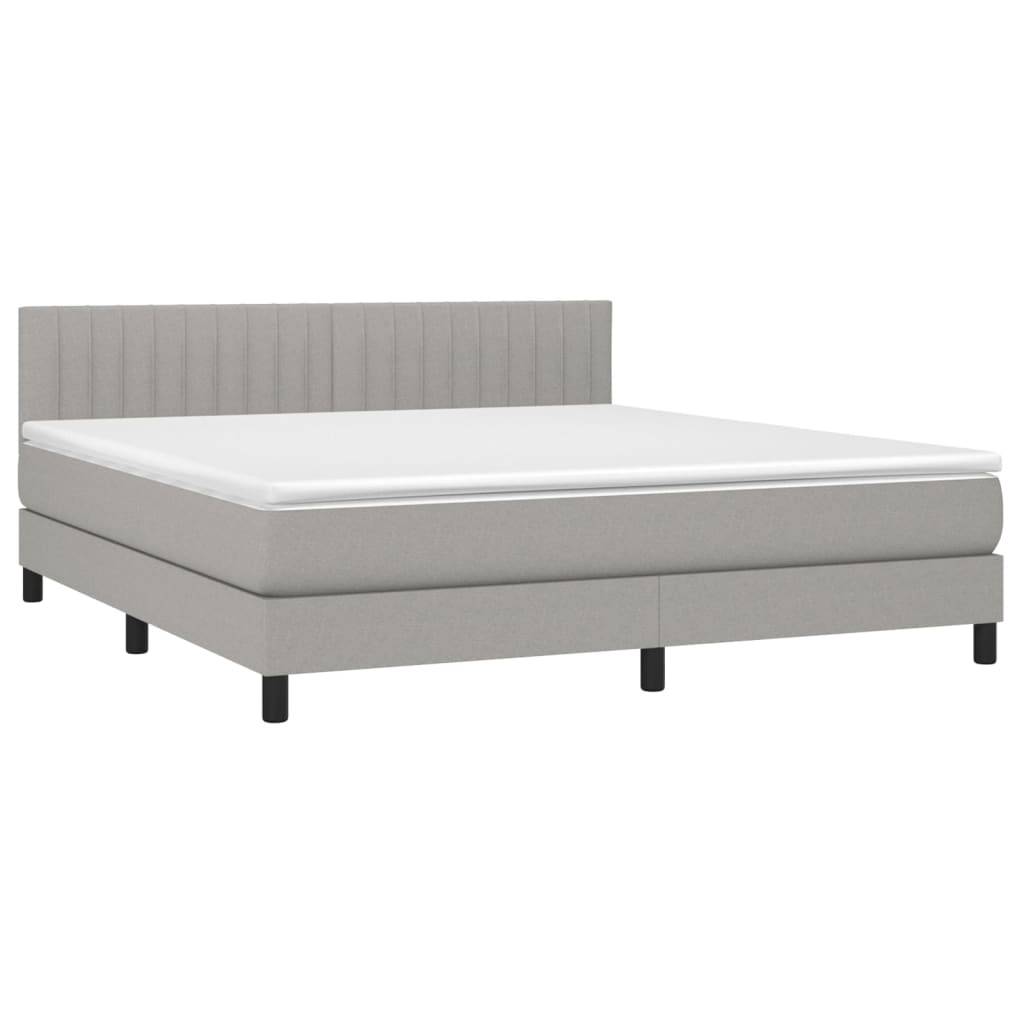 vidaXL Boxspringbett mit Matratze Hellgrau 180x200 cm Stoff