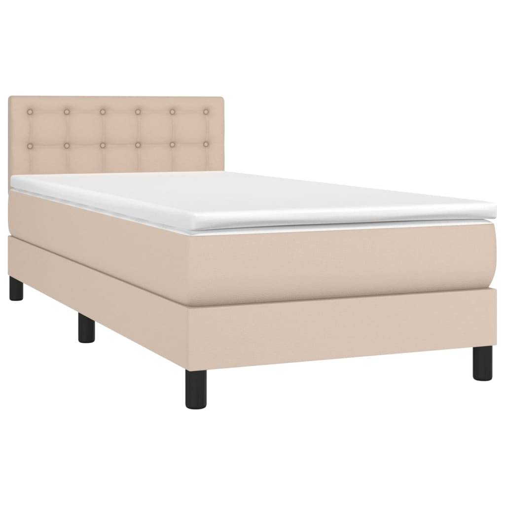 vidaXL Boxspringbett Matratze Cappuccino-Braun 100x200cm Kunstleder