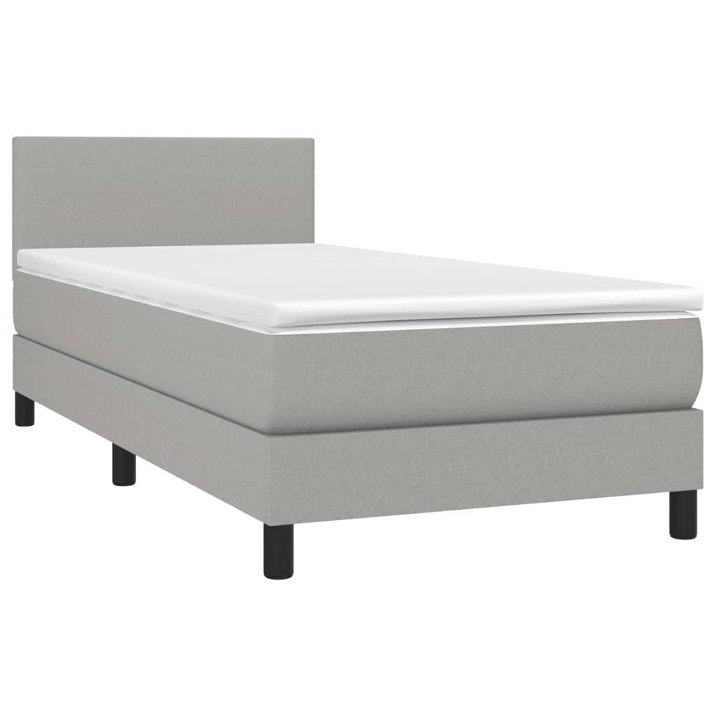 vidaXL Boxspringbett mit Matratze & LED Hellgrau 80x200 cm Stoff