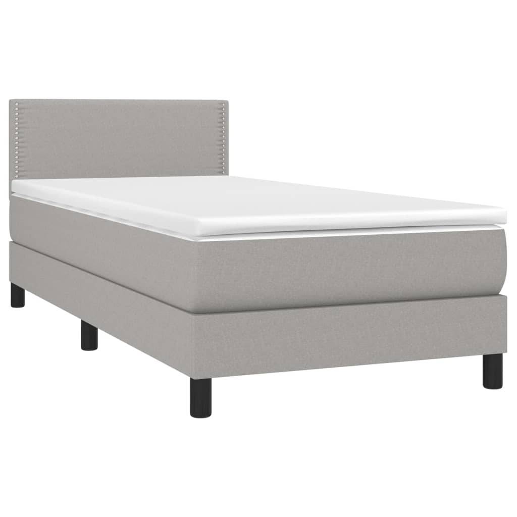 vidaXL Boxspringbett mit Matratze Hellgrau 80x200 cm Stoff