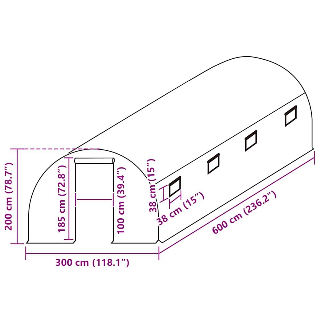 vidaXL Ersatzabdeckung für Gewächshaus (18 m²) 3x6x2 m Transparent