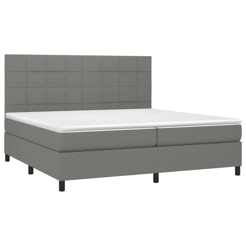 vidaXL Boxspringbett mit Matratze & LED Dunkelgrau 200x200 cm Stoff