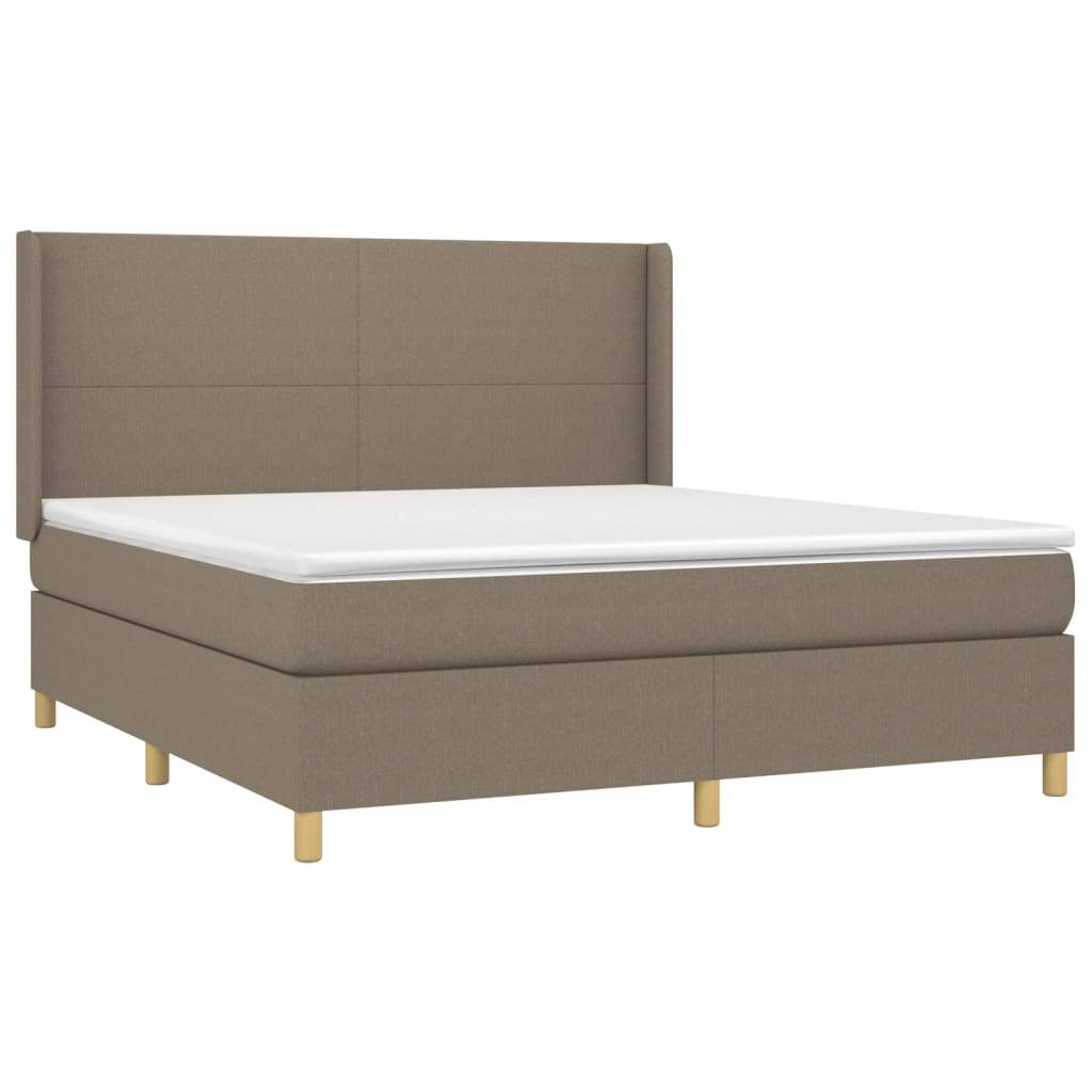 vidaXL Boxspringbett mit Matratze & LED Taupe 180x200 cm Stoff