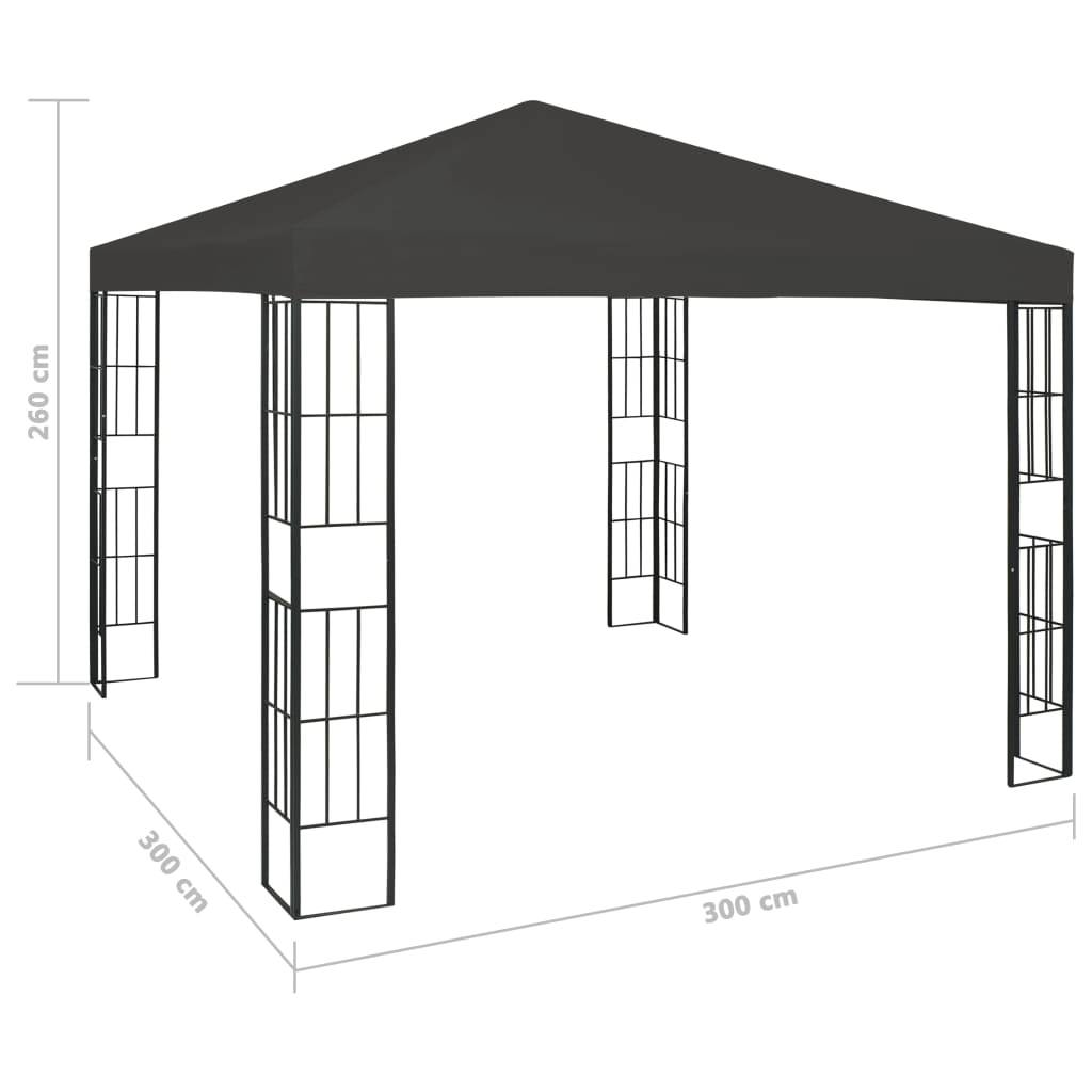 vidaXL Pavillon mit LED-Lichterkette 3x3 m Anthrazit