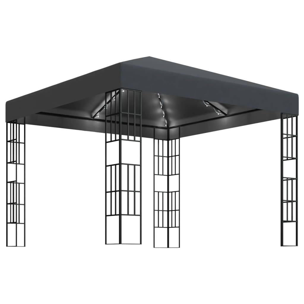 vidaXL Pavillon mit LED-Lichterkette 3x3 m Anthrazit
