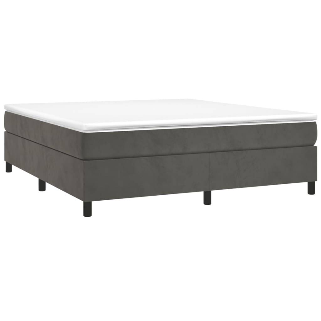 vidaXL Boxspringbett mit Matratze Dunkelgrau 160x200 cm Samt