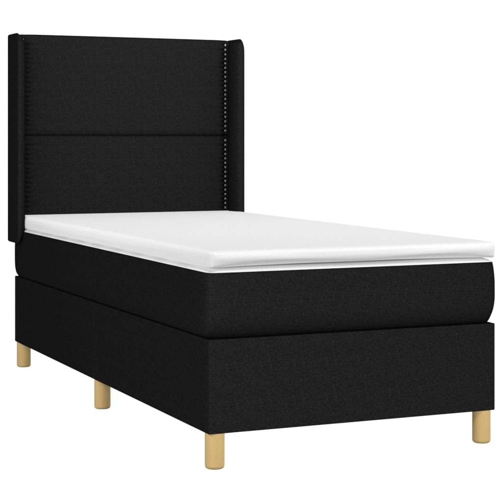 vidaXL Boxspringbett mit Matratze & LED Schwarz 100x200 cm Stoff