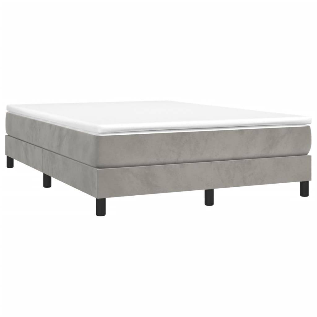 vidaXL Boxspringbett mit Matratze Hellgrau 140x200 cm Samt