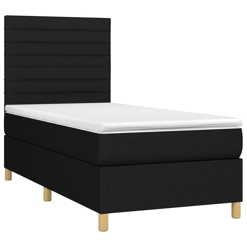 vidaXL Boxspringbett mit Matratze Schwarz 100x200 cm Stoff