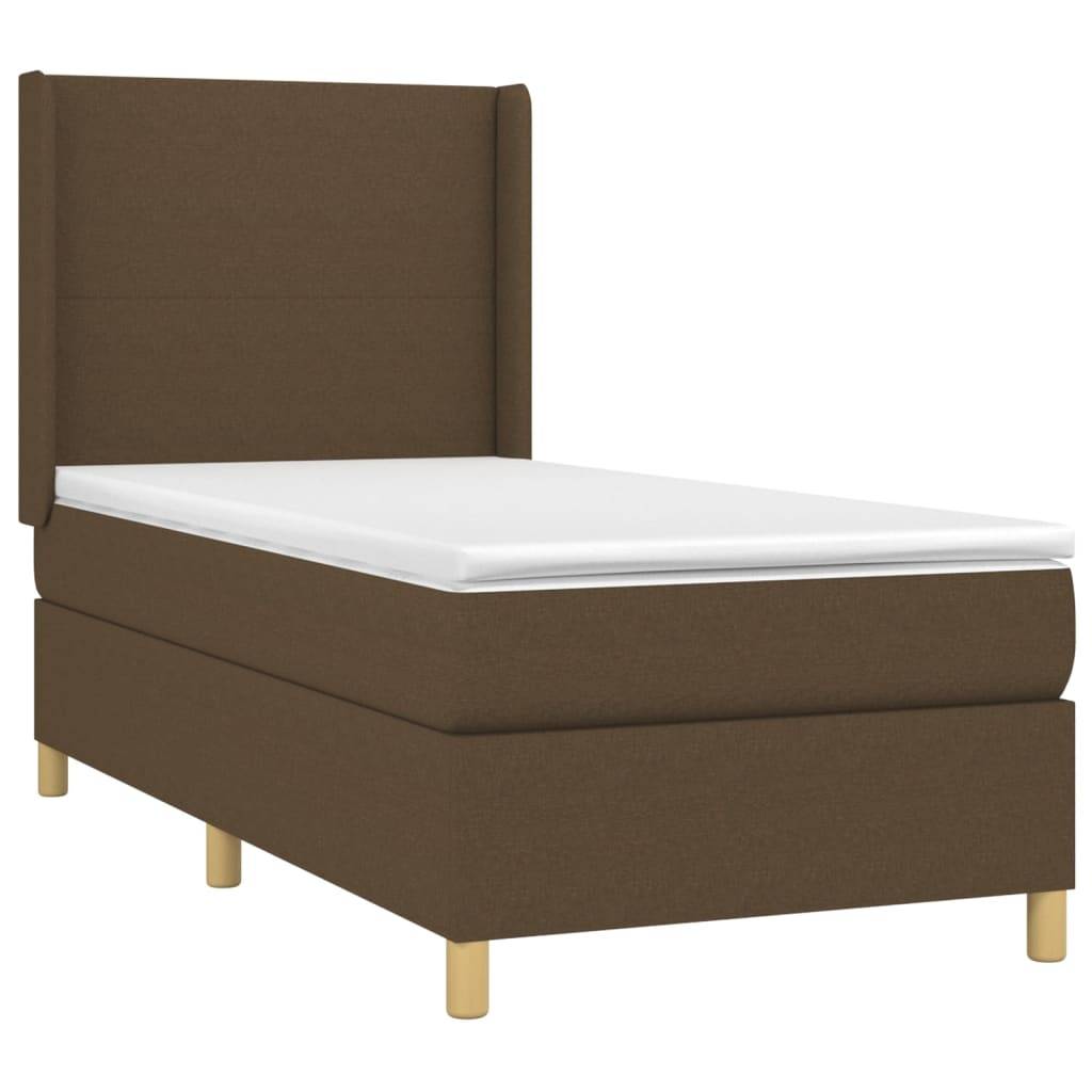 vidaXL Boxspringbett mit Matratze & LED Dunkelbraun 80x200 cm Stoff