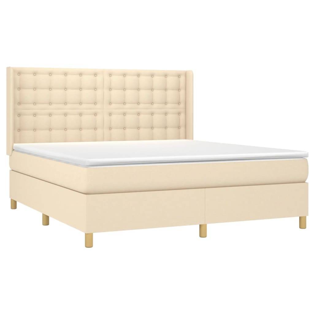 vidaXL Boxspringbett mit Matratze & LED Creme 180x200 cm Stoff