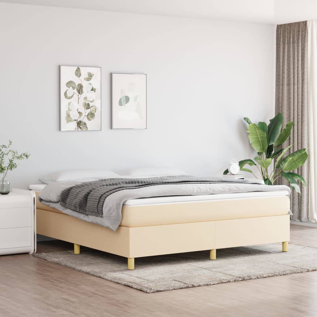 vidaXL Boxspringbett mit Matratze Creme 180x200 cm Stoff