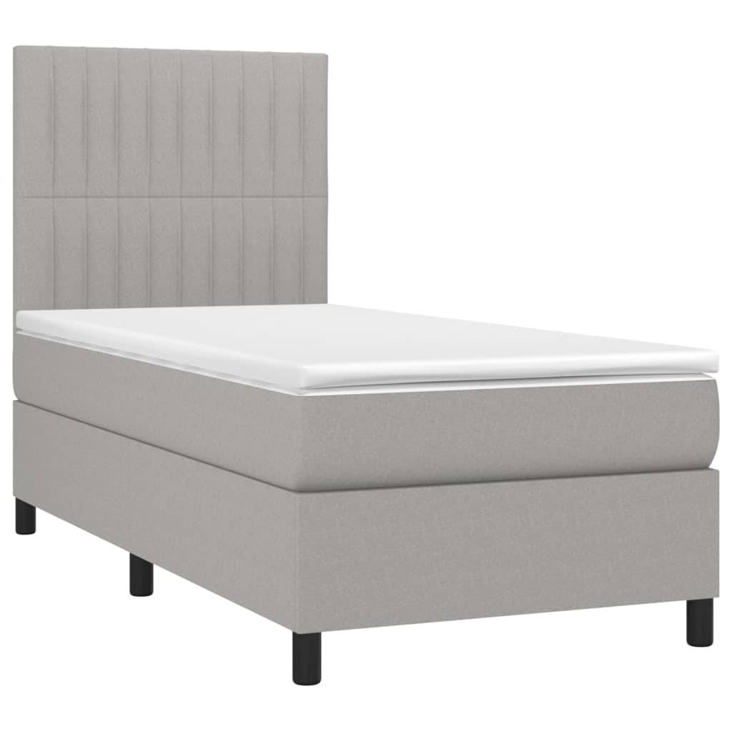 vidaXL Boxspringbett mit Matratze Hellgrau 90x190 cm Stoff