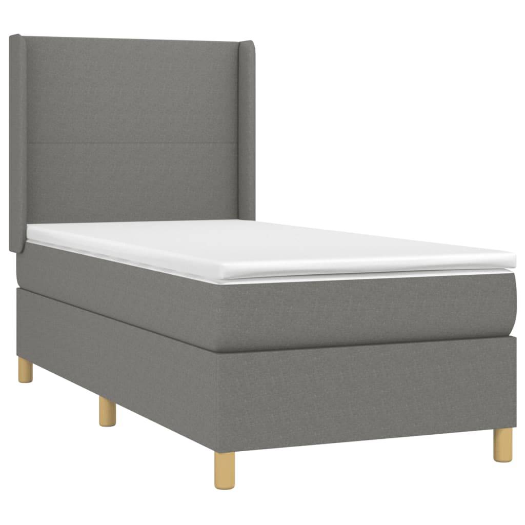 vidaXL Boxspringbett mit Matratze & LED Dunkelgrau 100x200 cm Stoff