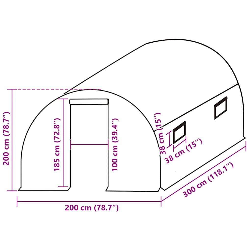 vidaXL Ersatzabdeckung für Gewächshaus (6 m²) 200x300x200 cm Grün