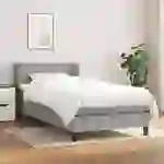 vidaXL Boxspringbett mit Matratze Hellgrau 90x200 cm Stoff vidaXL Boxspringbett mit Matratze Hellgrau 90x200 cm Stoff