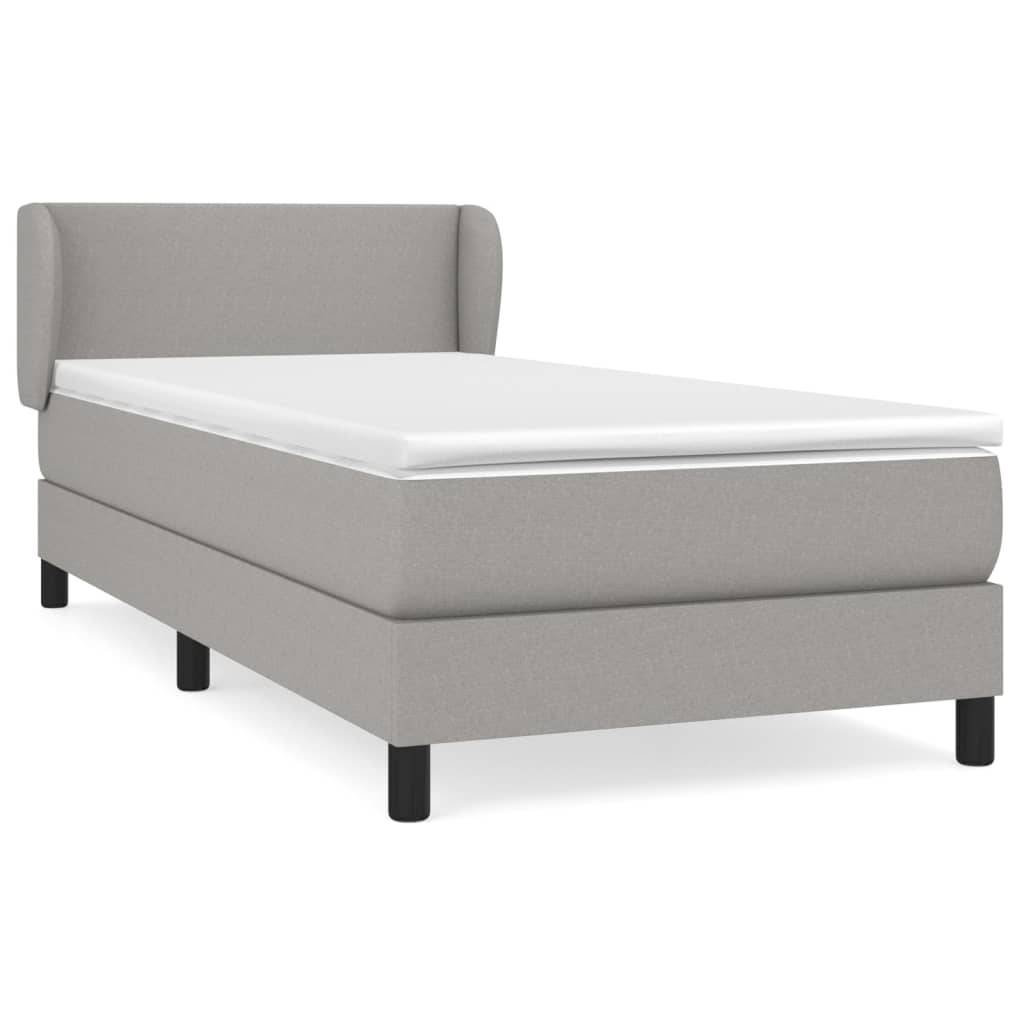 vidaXL Boxspringbett mit Matratze Hellgrau 90x200 cm Stoff