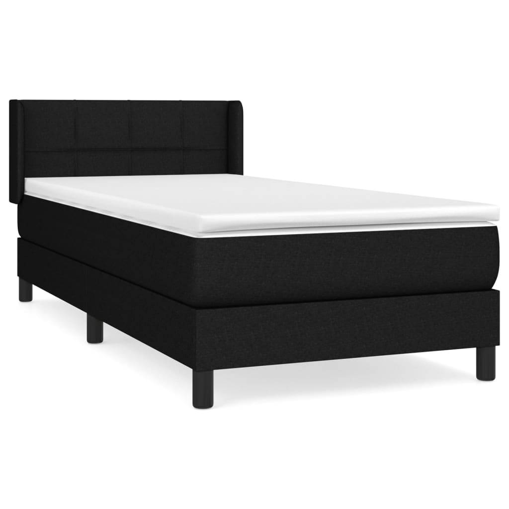 vidaXL Boxspringbett mit Matratze Schwarz 80x200 cm Stoff