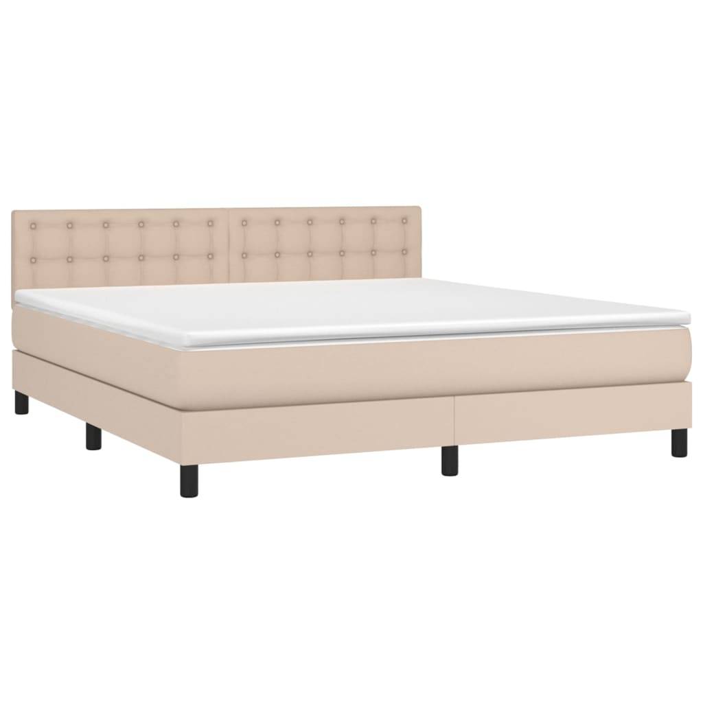 vidaXL Boxspringbett mit Matratze & LED Cappuccino-Braun 160x200cm
