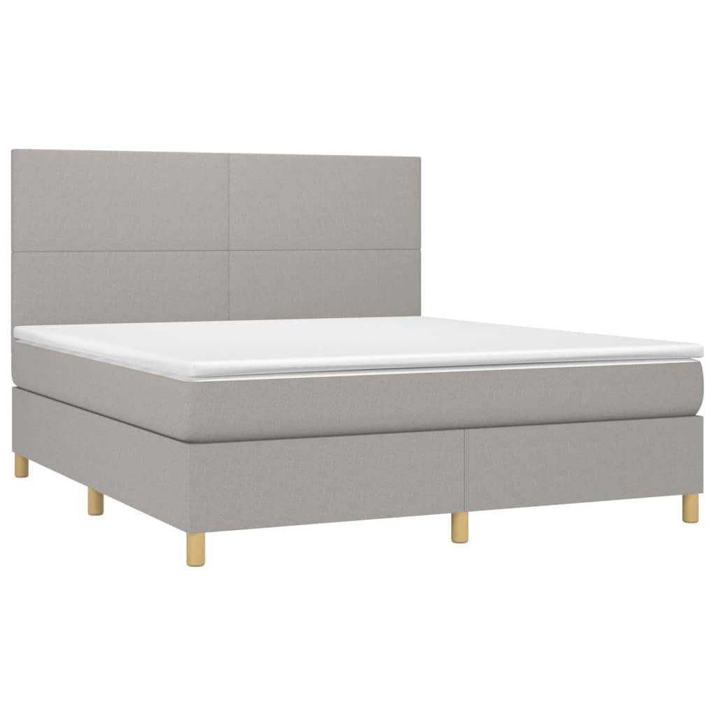 vidaXL Boxspringbett mit Matratze Hellgrau 180x200 cm Stoff