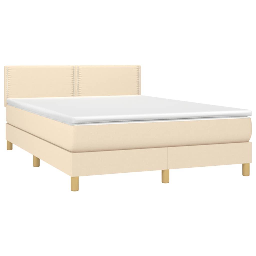 vidaXL Boxspringbett mit Matratze Creme 140x200 cm Stoff
