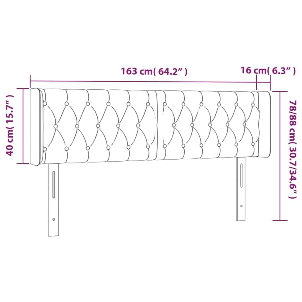 vidaXL LED Kopfteil Schwarz 163x16x78/88 cm Samt