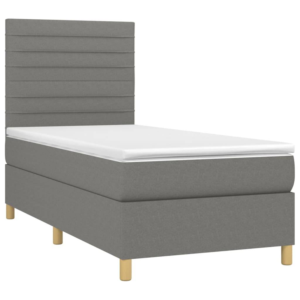 vidaXL Boxspringbett mit Matratze & LED Dunkelgrau 80x200 cm Stoff
