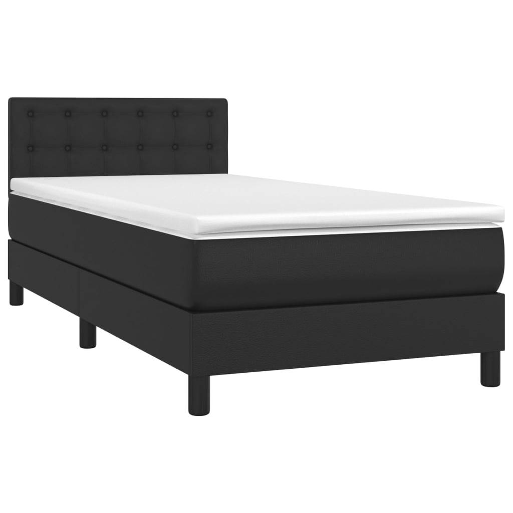 vidaXL Boxspringbett mit Matratze & LED Schwarz 80x200 cm Kunstleder