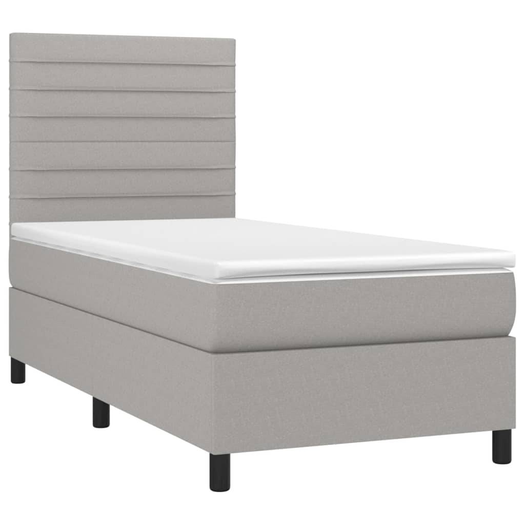 vidaXL Boxspringbett mit Matratze Hellgrau 100x200 cm Stoff