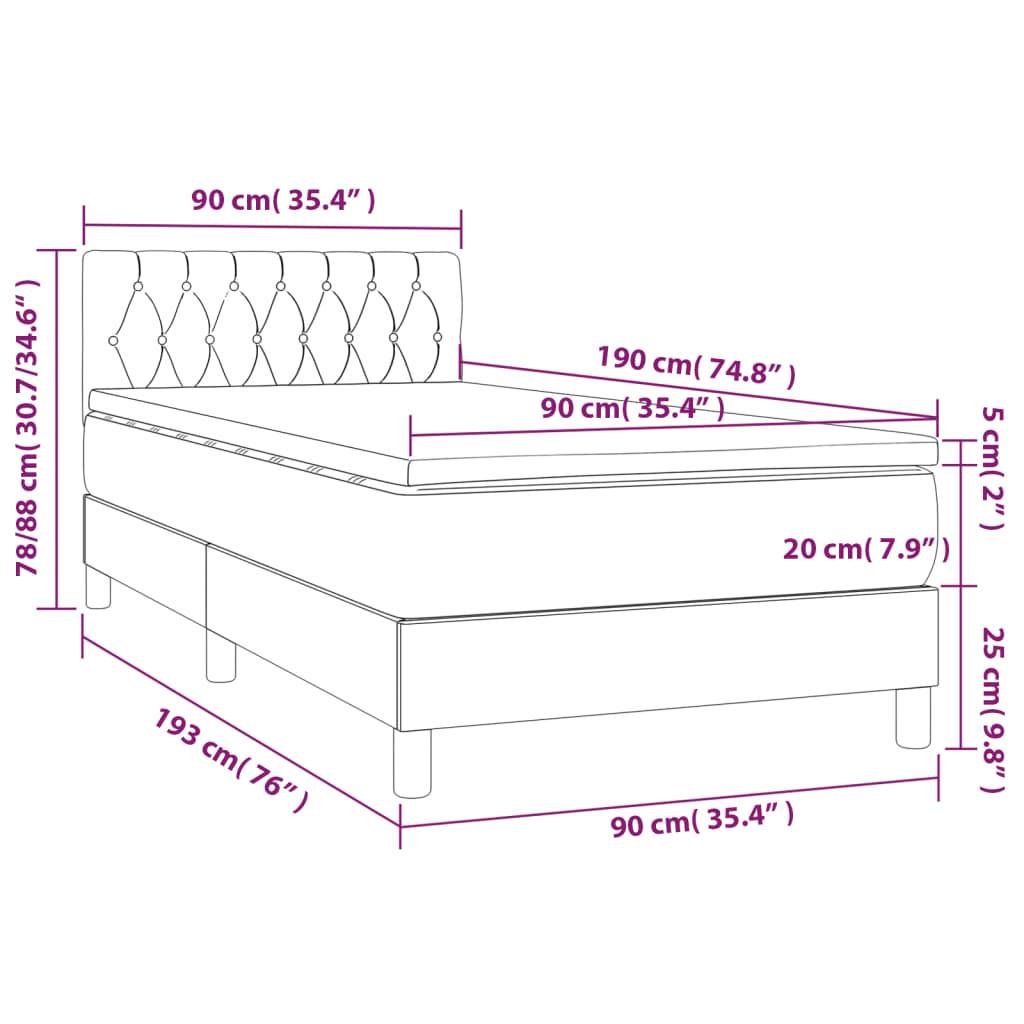 vidaXL Boxspringbett mit Matratze Creme 90x190 cm Stoff