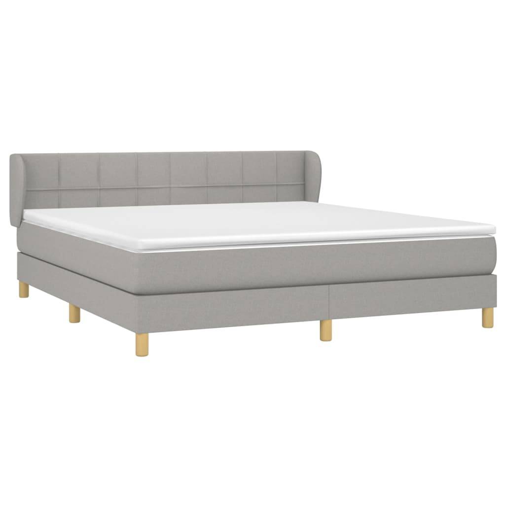 vidaXL Boxspringbett mit Matratze Hellgrau 160x200 cm Stoff