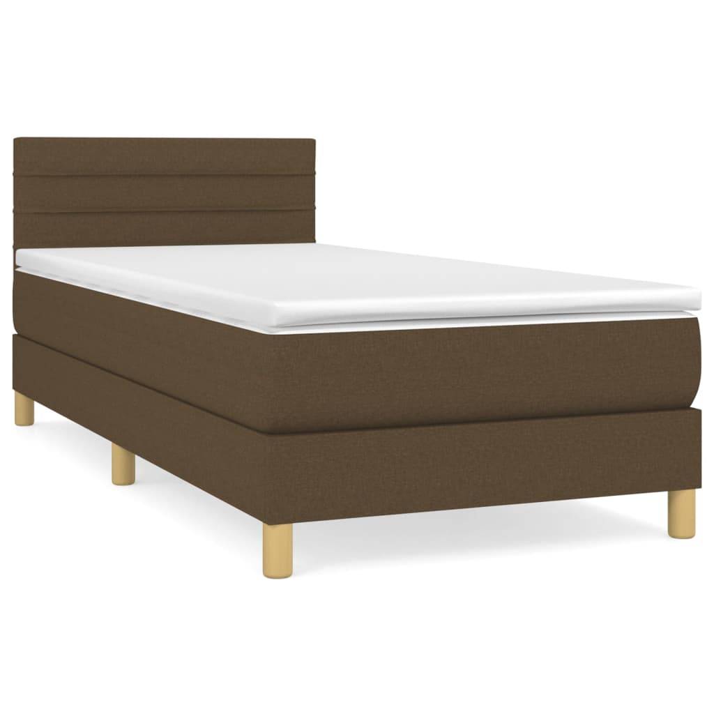 vidaXL Boxspringbett mit Matratze Dunkelbraun 100x200 cm Stoff