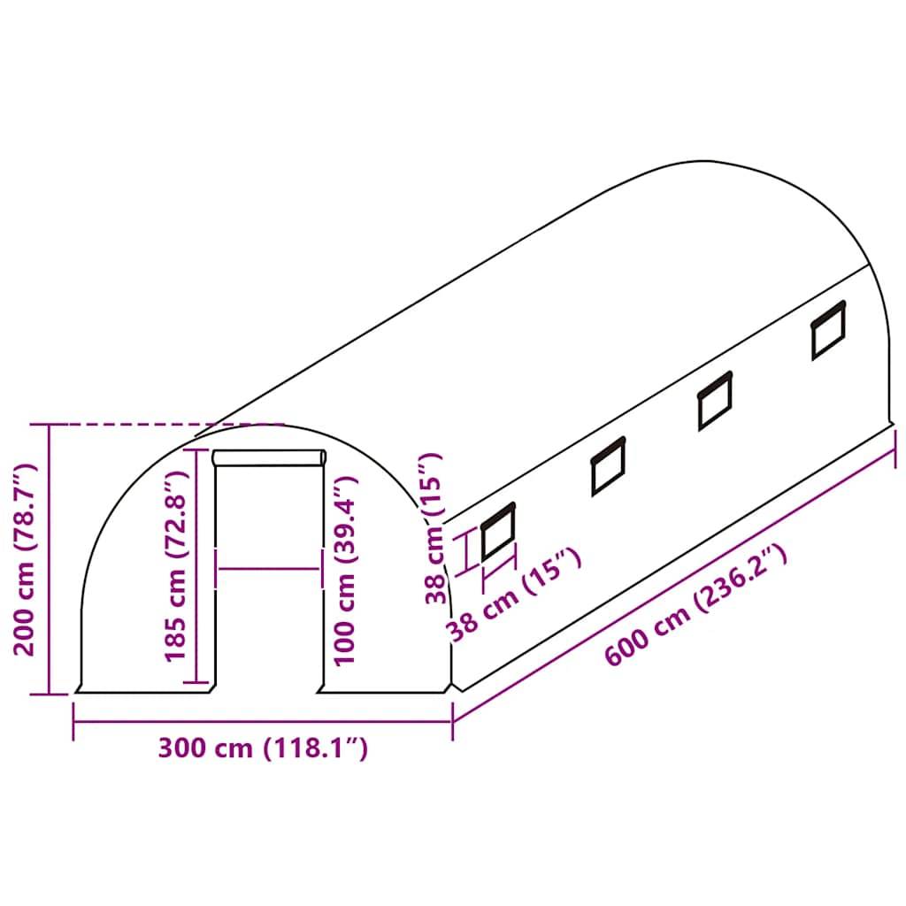 vidaXL Ersatzabdeckung für Gewächshaus (18 m²) 300x600x200 cm Grün