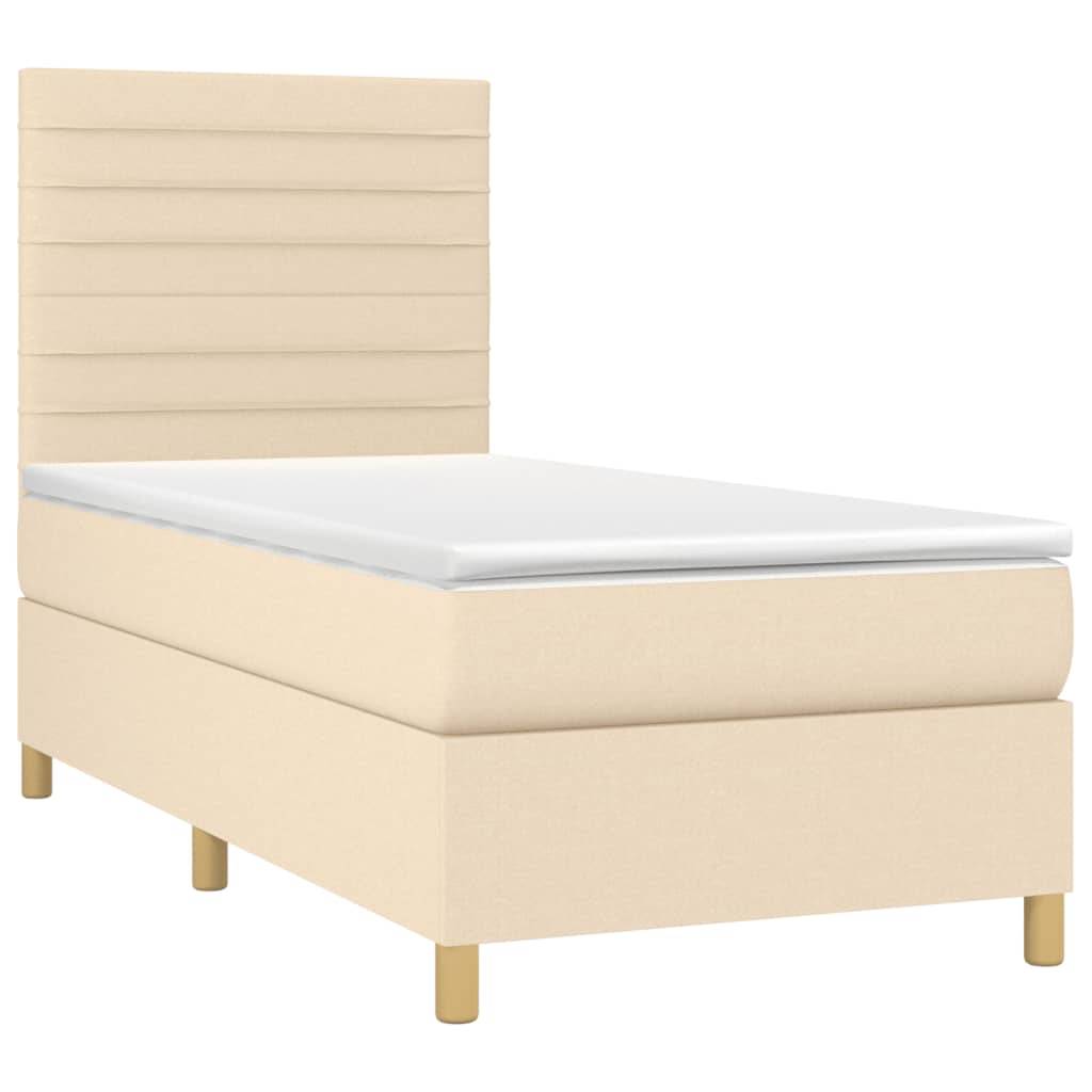 vidaXL Boxspringbett mit Matratze &amp; LED Creme 80x200 cm Stoff