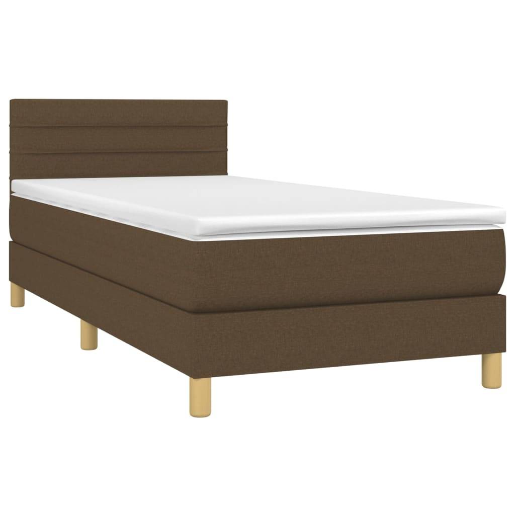 vidaXL Boxspringbett mit Matratze Dunkelbraun 100x200 cm Stoff