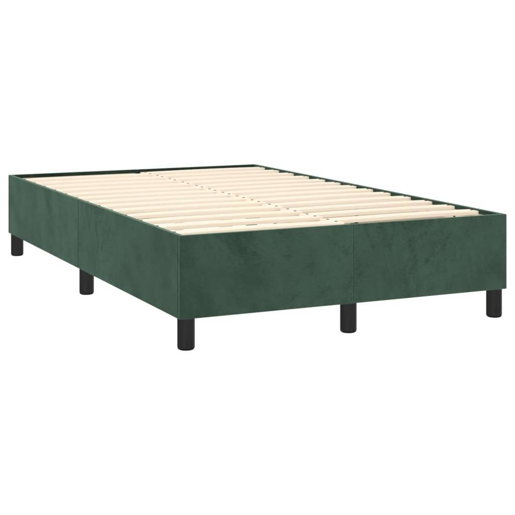 vidaXL Boxspringbett mit Matratze Dunkelgrün 120x190 cm Samt