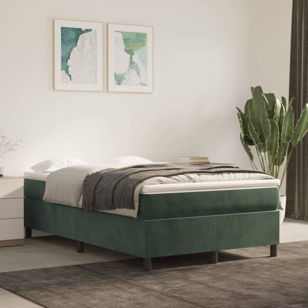 vidaXL Boxspringbett mit Matratze Dunkelgrün 120x200 cm Samt