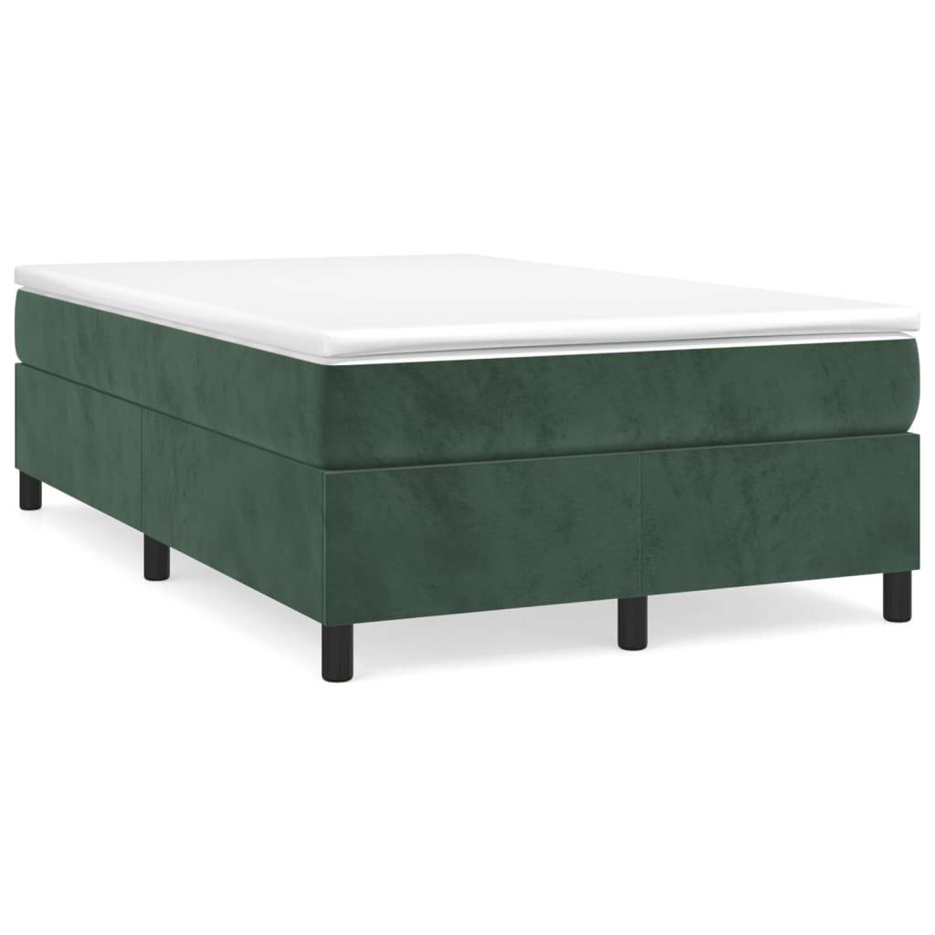 vidaXL Boxspringbett mit Matratze Dunkelgrün 120x200 cm Samt