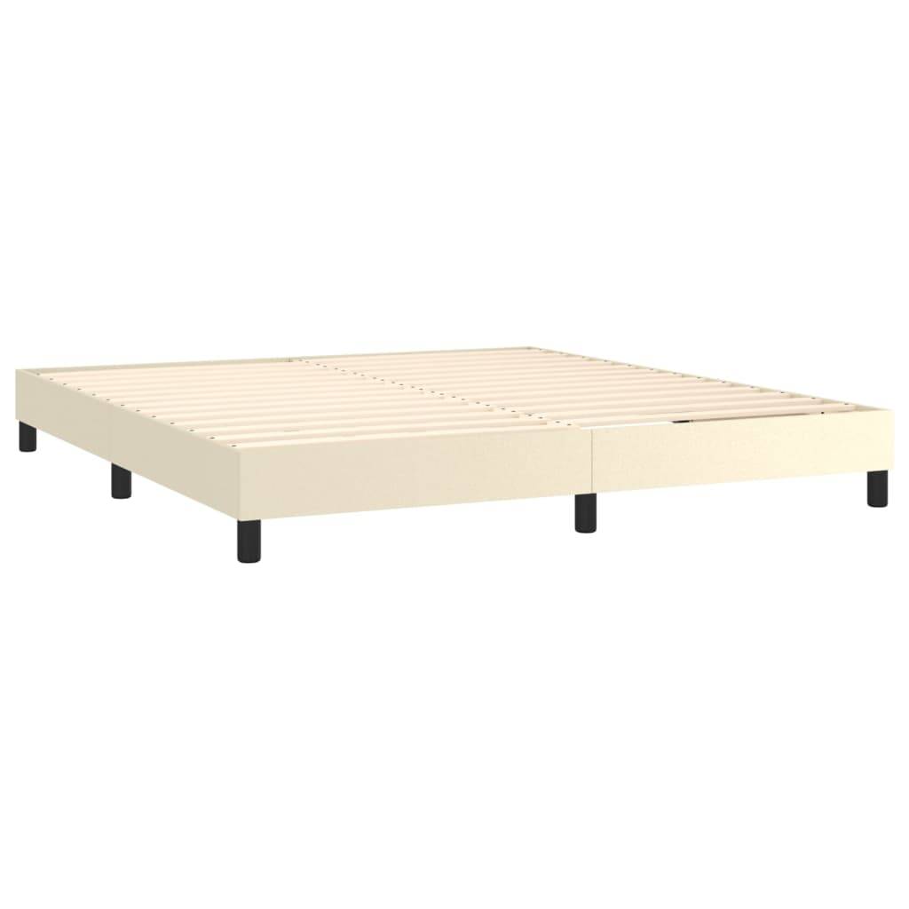 vidaXL Boxspringbett mit Matratze Creme 160x200 cm Kunstleder