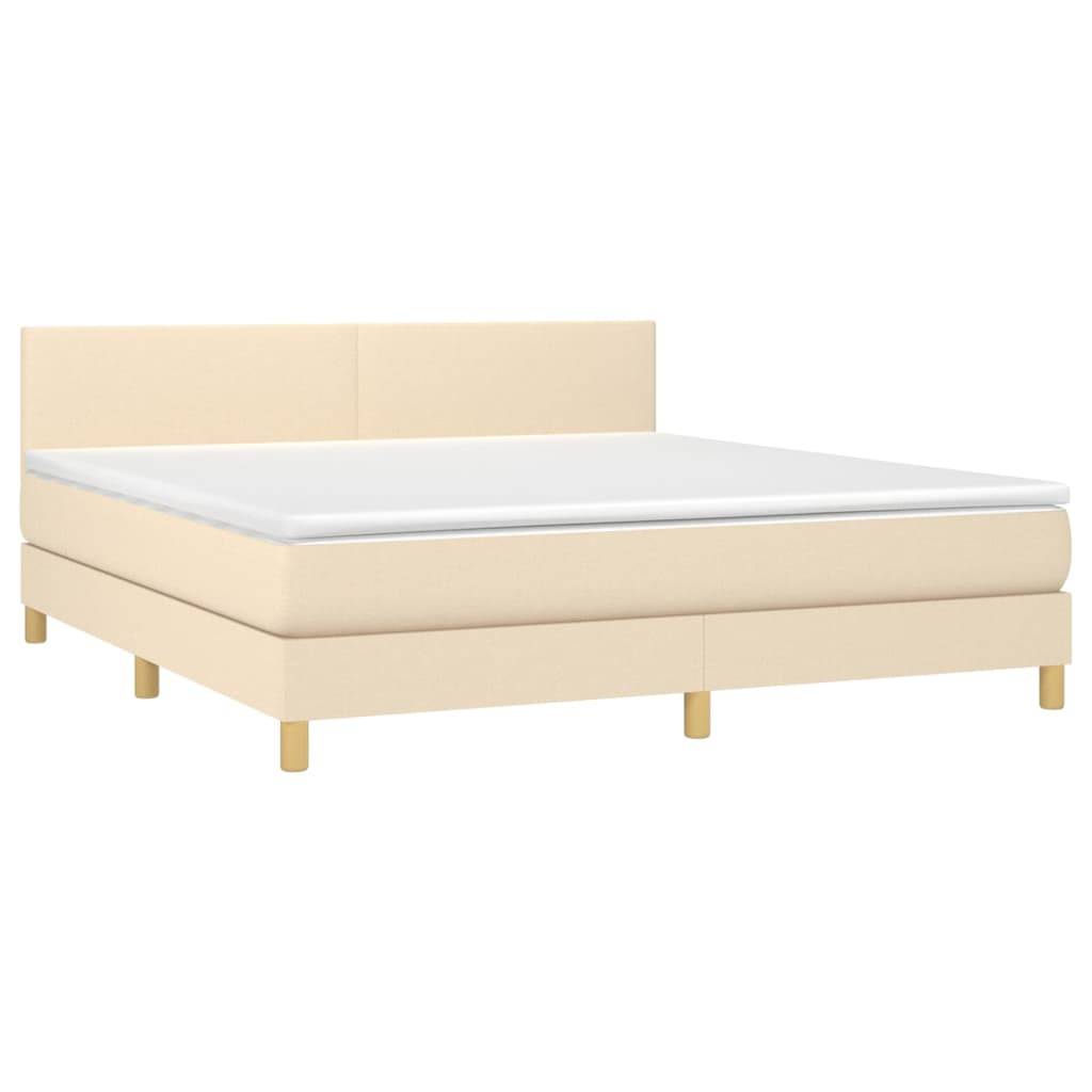 vidaXL Boxspringbett mit Matratze &amp; LED Creme 160x200 cm Stoff