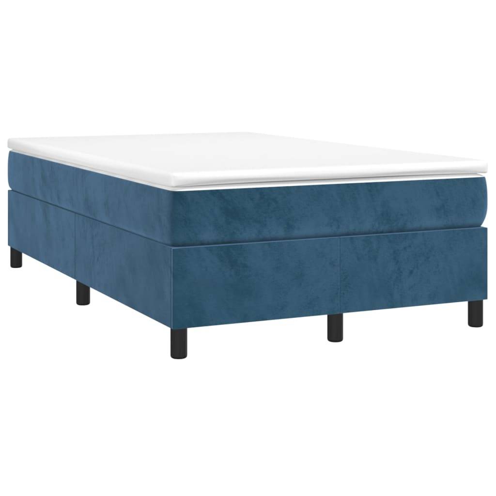 vidaXL Boxspringbett mit Matratze Dunkelblau 120x200 cm Samt