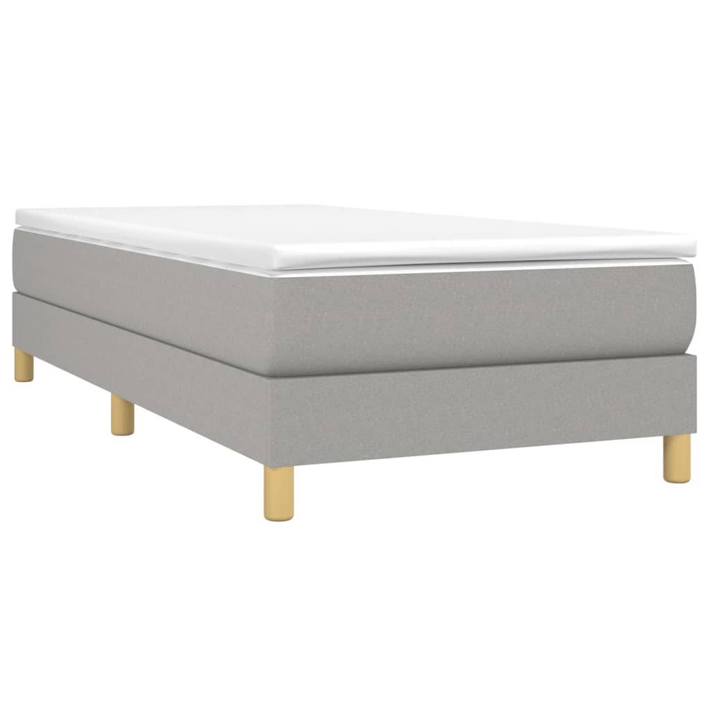 vidaXL Boxspringbett mit Matratze Hellgrau 90x190 cm Stoff