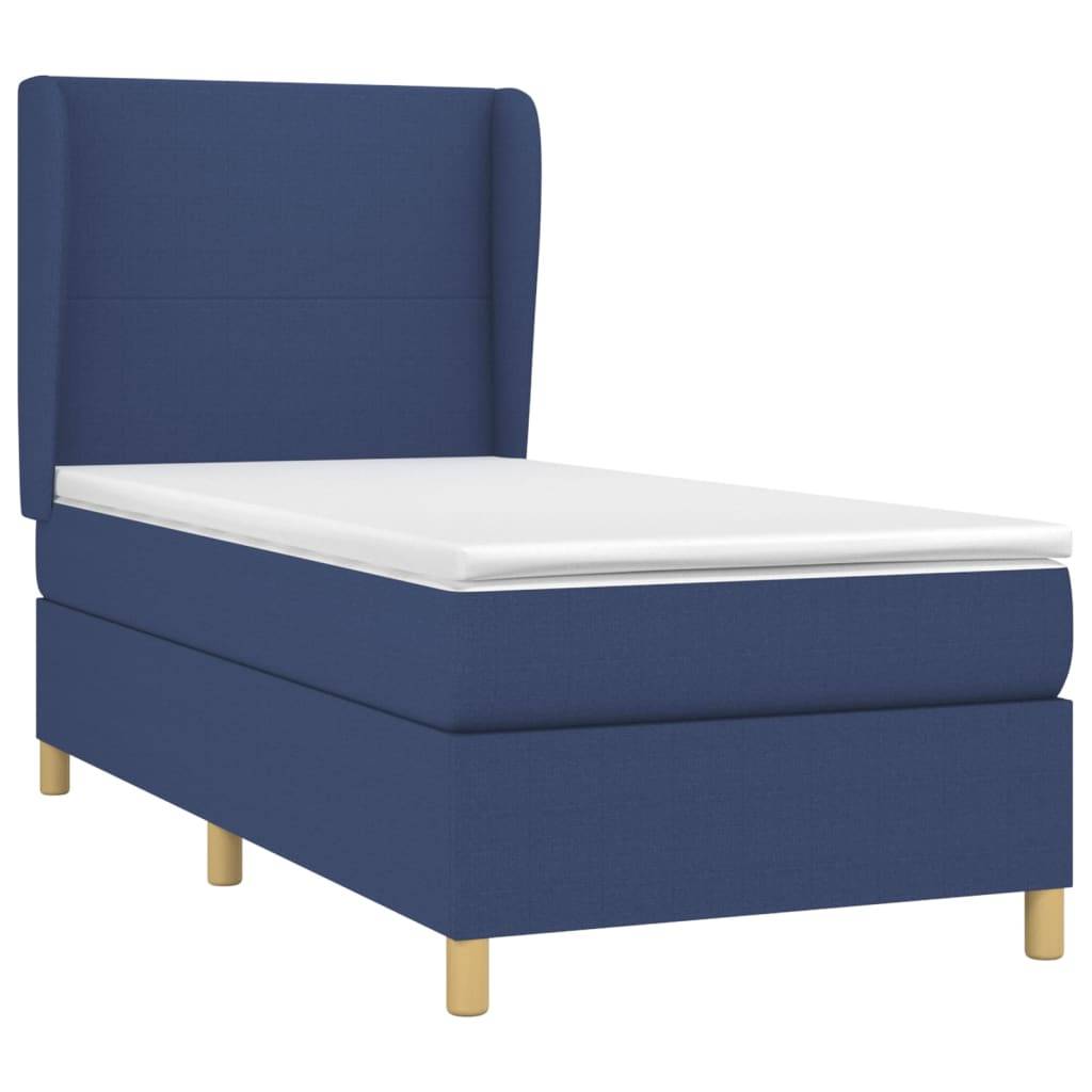 vidaXL Boxspringbett mit Matratze Blau 90x190 cm Stoff
