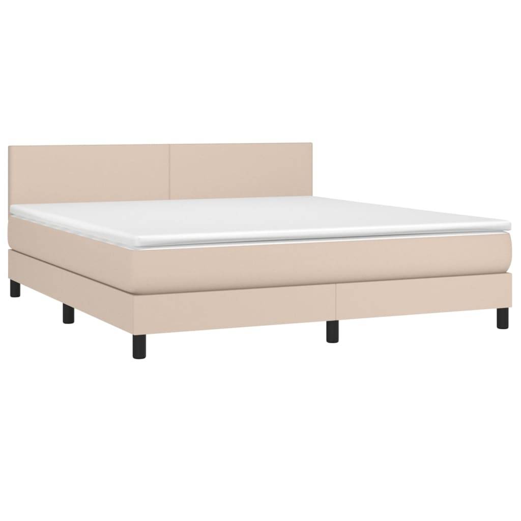 vidaXL Boxspringbett mit Matratze & LED Cappuccino-Braun 180x200cm
